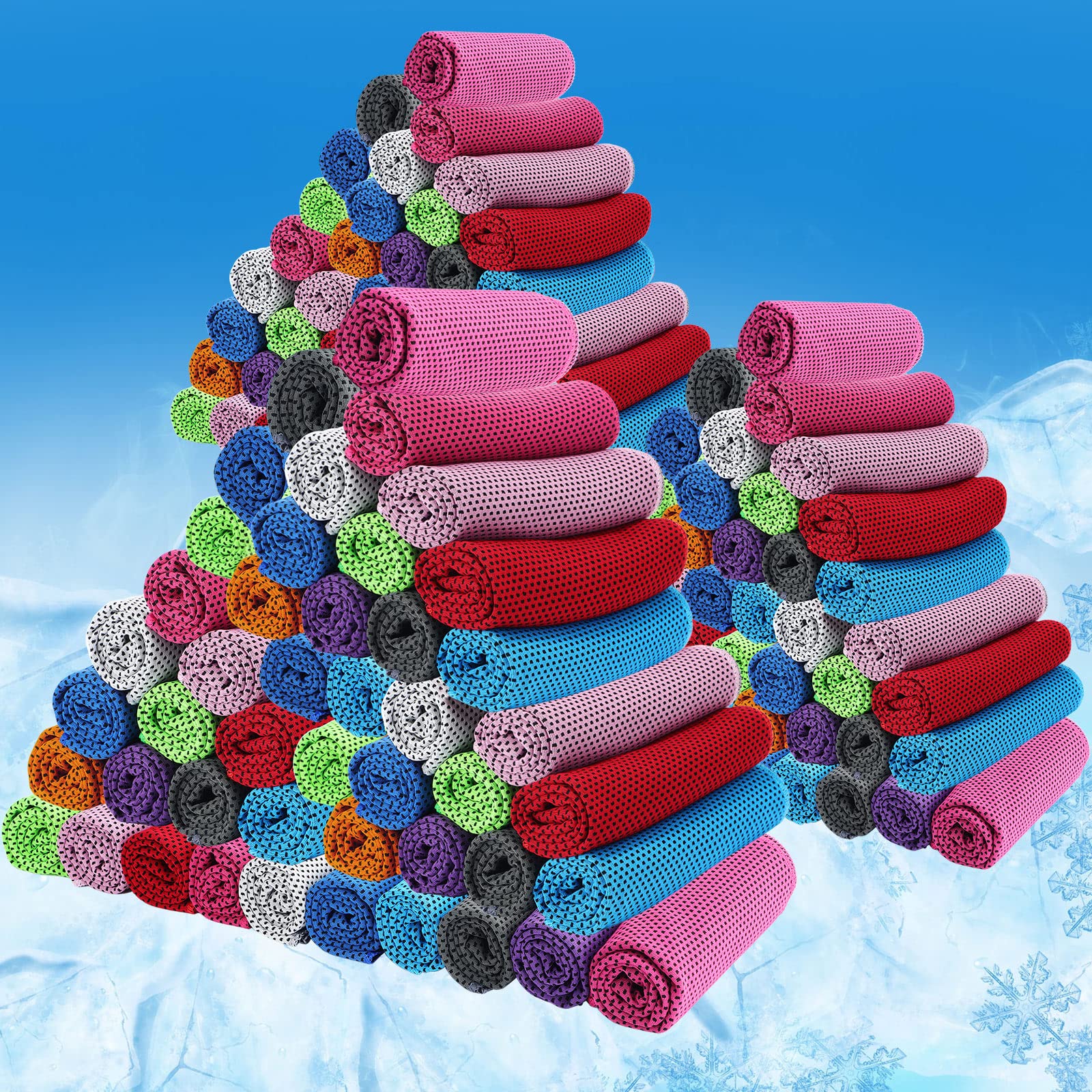 BBTO 80 Pcs 32 x 12 Inch Microfiber Ice Towel, Cooling Cold Towel for Neck and Face Breathable Chilly for Yoga, Sport, Gym, Work