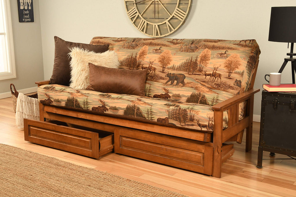 Kodiak Furniture Monterey Futon Set With Storage Drawers, With Barbados Base And Canadian Mattress