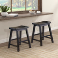 Lexicon Finnian Saddle Wood Dining Stool (Set of 2), 17.5 SH, Black Sand
