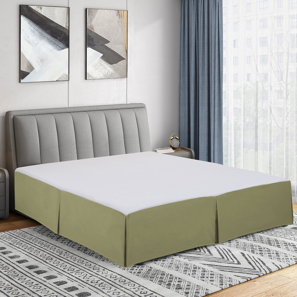 Cathay Home Double Brushed Microfiber Pleated Easy Fit Bed Skirt, Ultra Soft, Fade And Wrinkle Resistant - Sage, California King