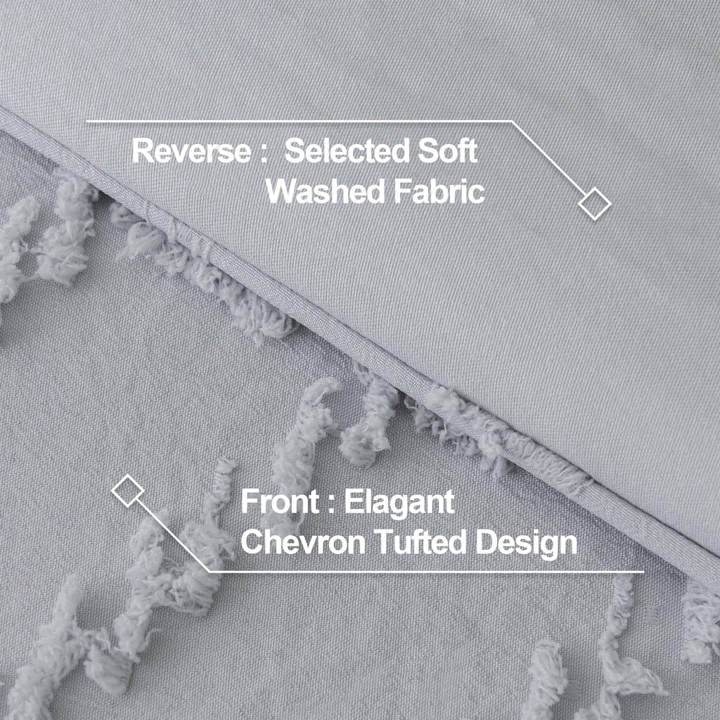 Andency Silver Grey Comforter Set For Queen Size Bed, Boho Grey Soft Warm Bedding - 3 Pieces Gray Chevron Tufted Aesthetic Microfiber Lightweight Comforter