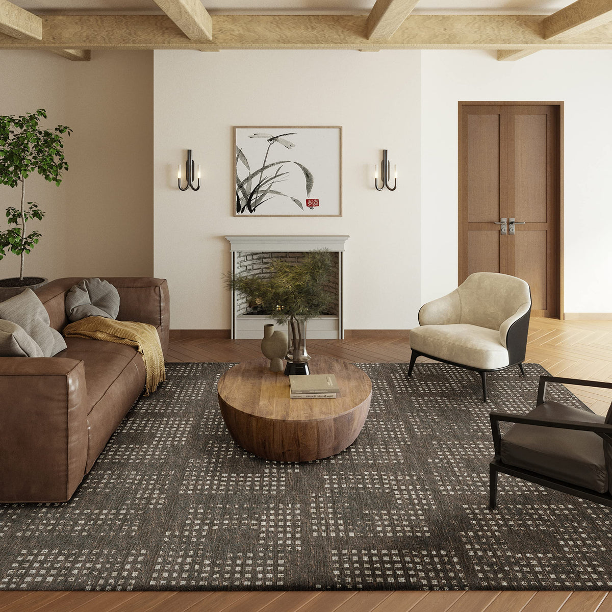 Addison Rugs Eleanor Aer31 Brown 9' X 12' Indoor Outdoor Area Rug, Easy Clean, Machine Washable, Non Shedding, Bedroom, Living Room, Dining Room, Kitchen, Patio Rug
