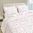 Elegant Comfort Ultra Soft 4-Piece 100% Turkish Cotton Flannel Sheet Set - Holiday Christmas Flannel Sheets, Warm And Cozy Premium Quality, Deep Pocket Fitted Sheet- Twin, Red Stars