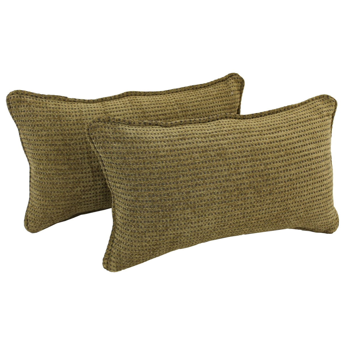 Blazing Needles Corded Jacquard Chenille Throw Pillows (Set of 2), 20&quot; x 12&quot;, Gingham Brown