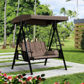 Purple Leaf 2-Seat Deluxe Outdoor Patio Porch Swing With Weather Resistant Steel Frame, Adjustable Tilt Canopy, Cushions And Pillow Included, Beige