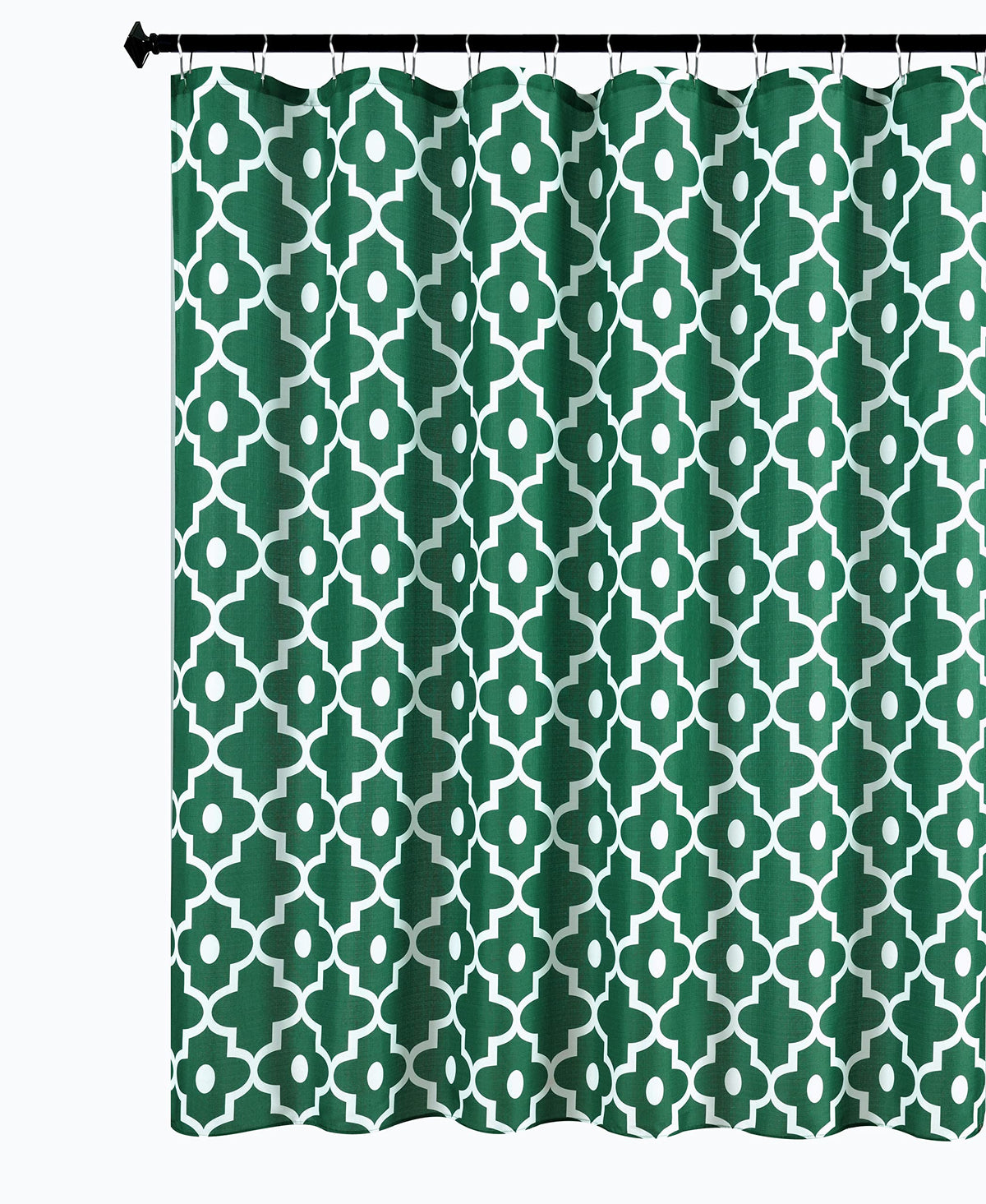 Biscaynebay Christmas Extra Long Textured Fabric Shower Curtains 72' Width By 84' Length, Hunter Green Morocco Pearl Printed B