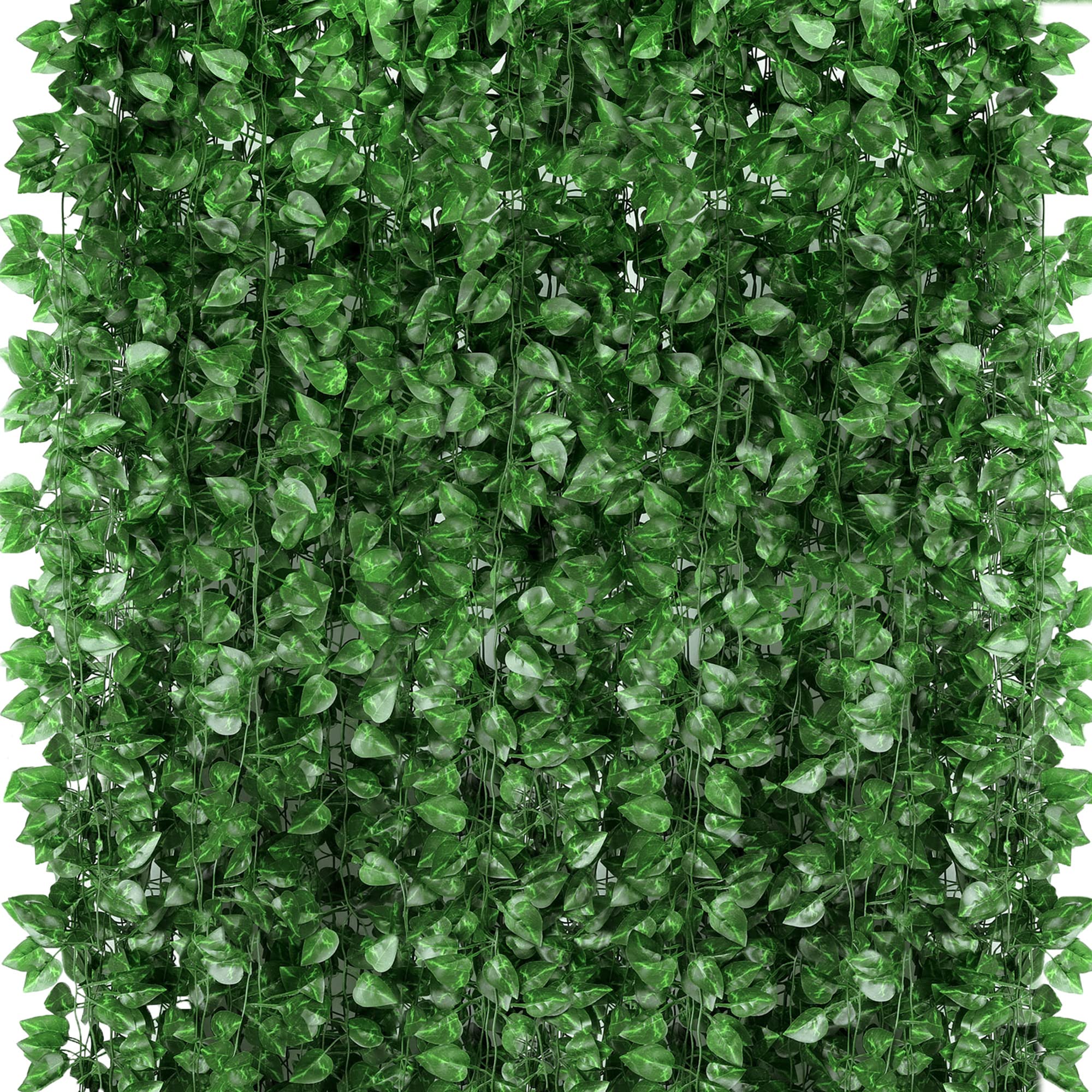ZYIGYI 360 Feet 48 Pack Fake Greenery Hanging Garland, Ivy Leaf Plants, Vine Leaves, Fake Flowers Foliage for Bedroom Garden Wal