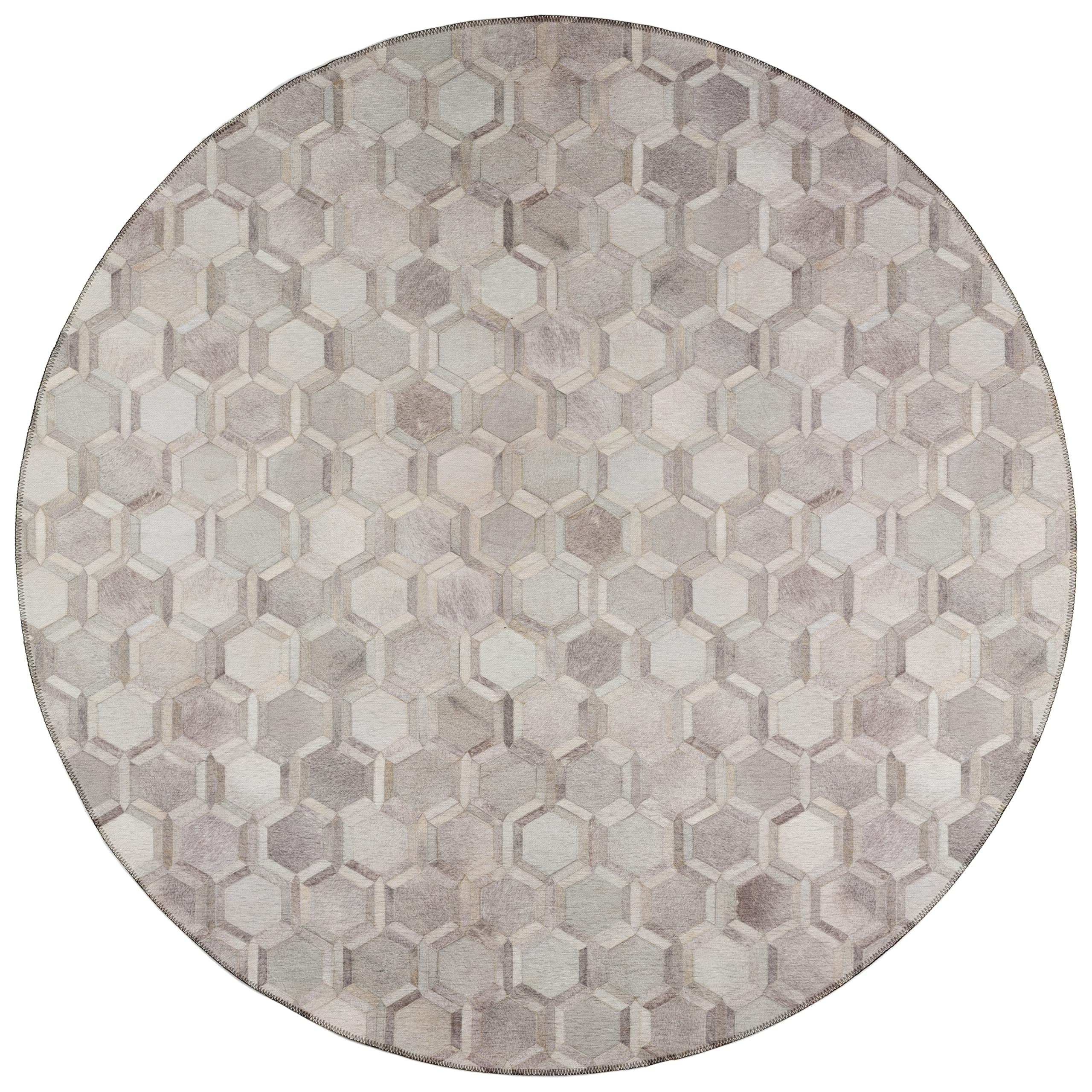 Addison Rugs Laredo Alr31 Gray 8' X 8' Indoor Outdoor Round Rug, Easy Clean, Machine Washable, Non Shedding, Bedroom, Entry, Living Room, Dining Room, Kitchen, Patio Rug