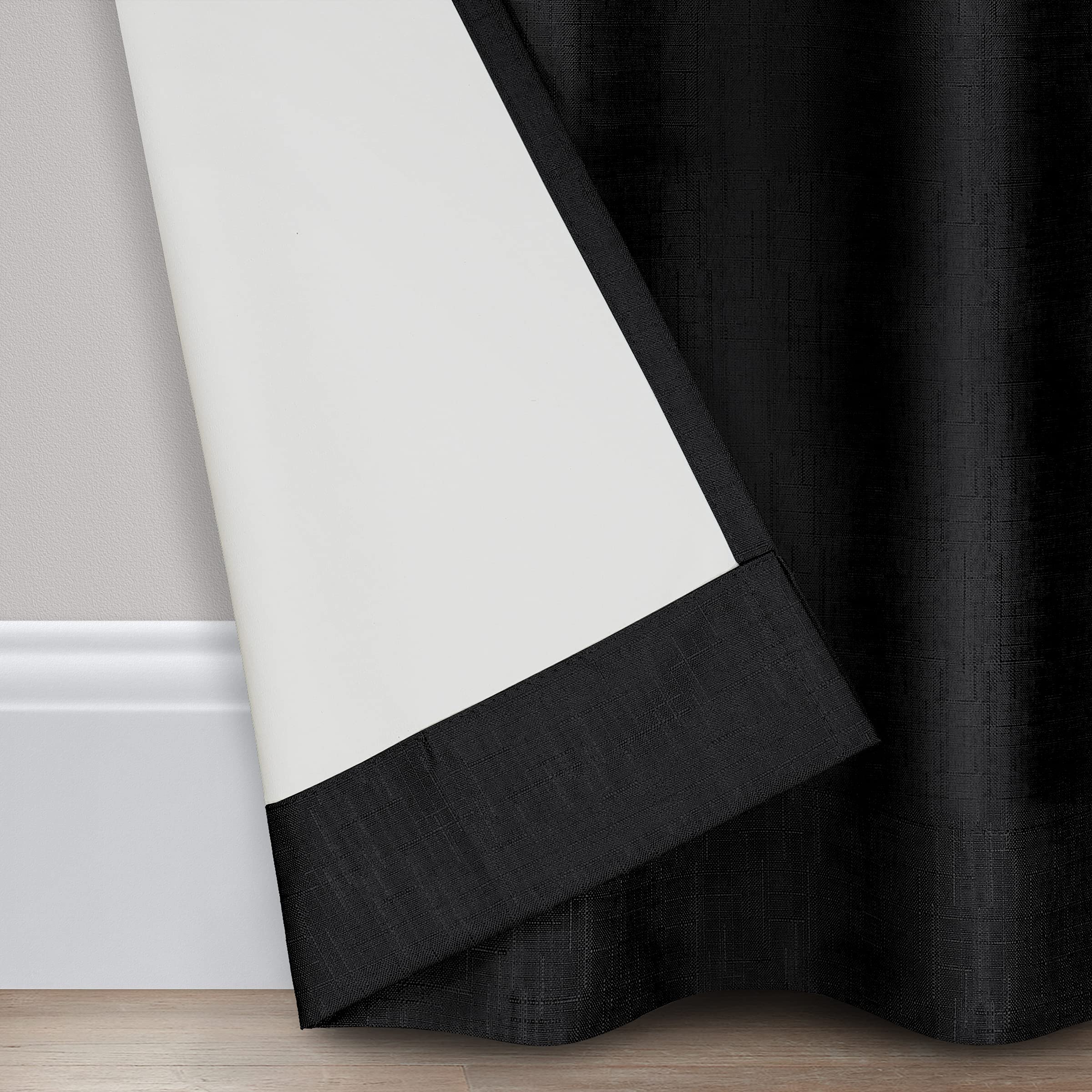 Eclipse Kendall Modern Blackout Thermal Rod Pocket Window Curtain For Bedroom Or Living Room (1 Panel), 42 X 54, Black
