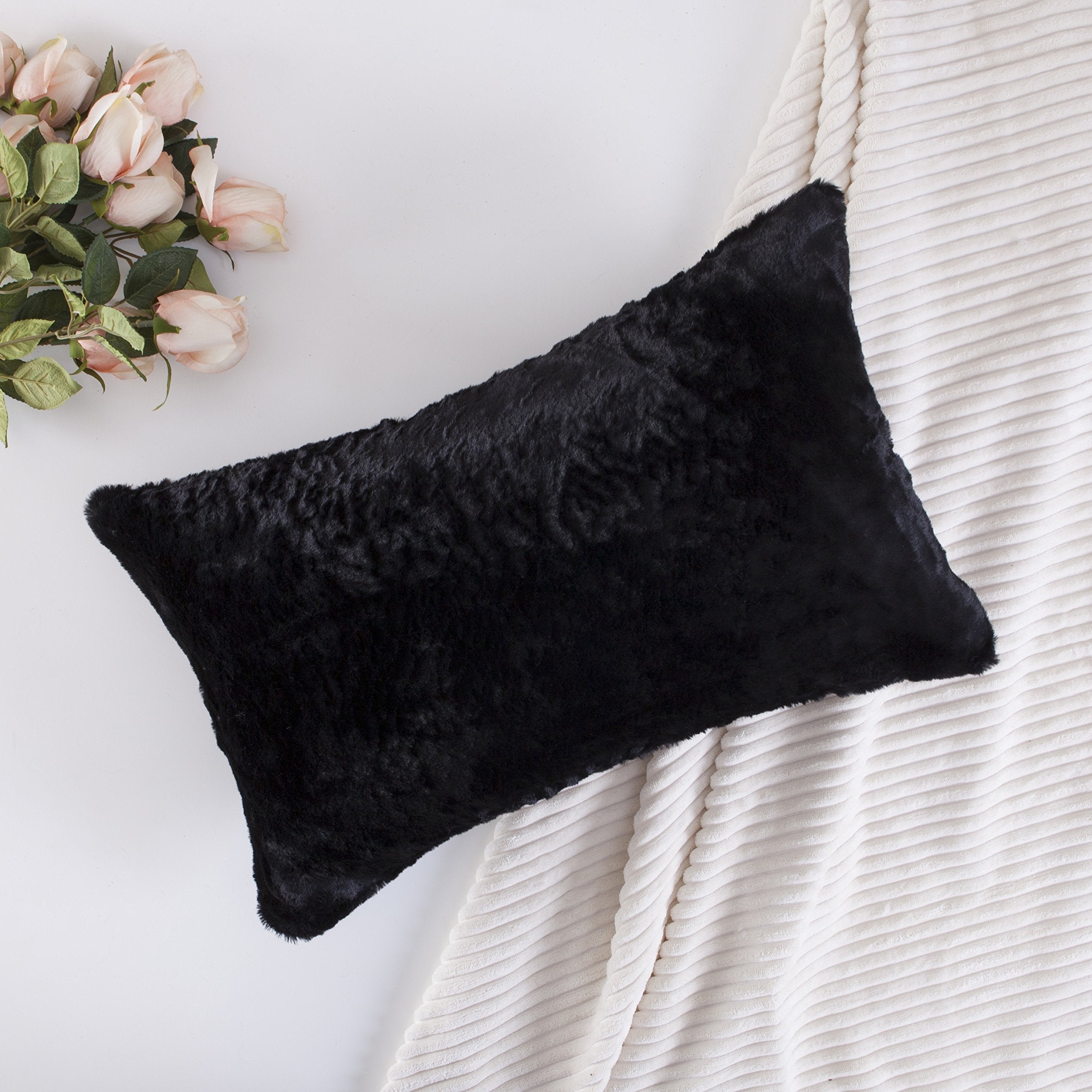 Home Brilliant Rectangle Throw Pillow Cover Faux Fur Suede Accent Decorative Decorations Throw Pillows Oblong Cushion Cover For