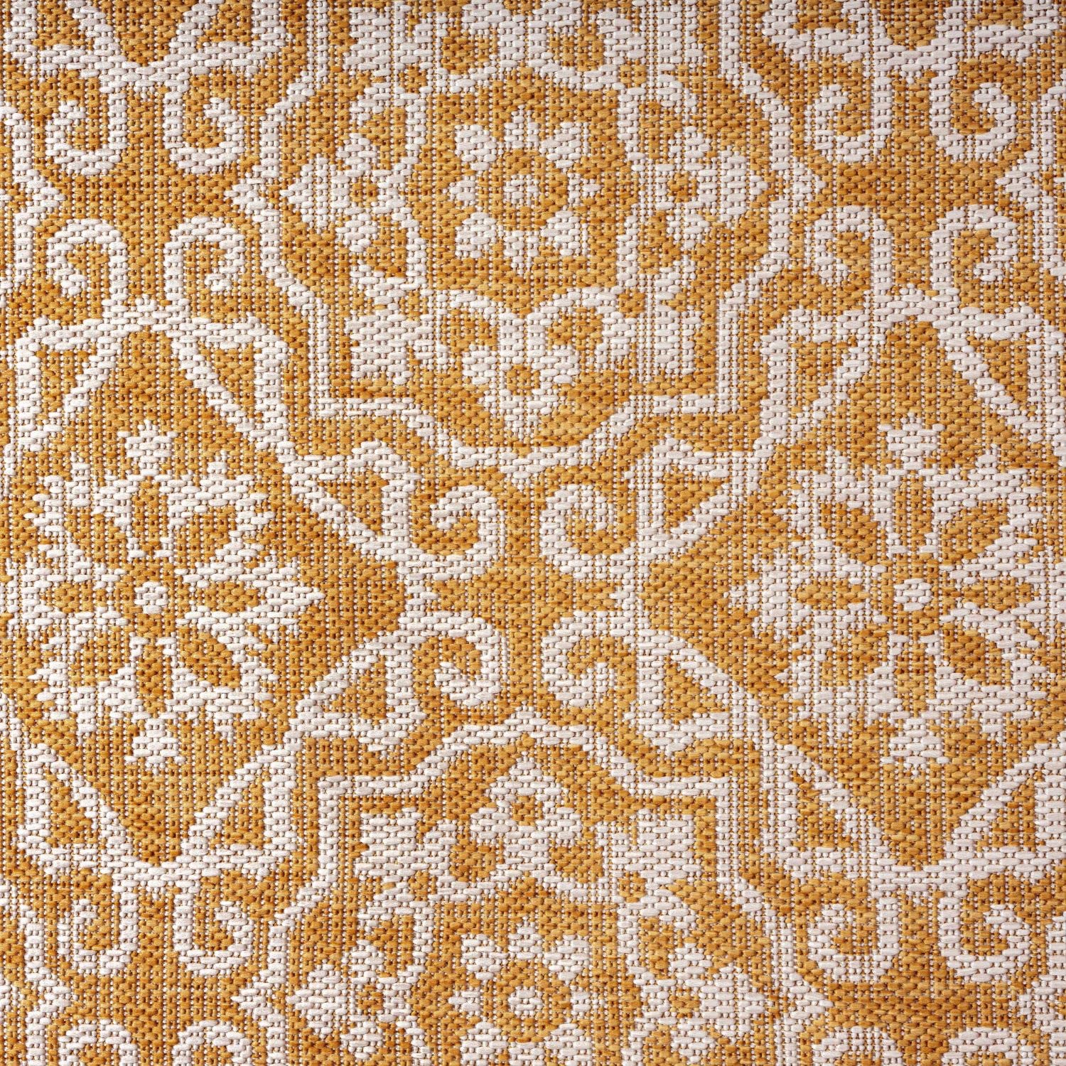 Nicole Miller New York Patio Country Danica Transitional Geometric Indoor/Outdoor Area Rug, Yellow/White, 6'6'X9'2'
