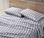 Eddie Bauer Home Sheets Cotton Percale Bedding Set, Crisp & Cool, Stylish Home Decor, Queen, Lakehouse Plaid Grey/White