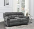 Coaster Bahrain Upholstered Modern Chenille Motion Loveseat Console in Charcoal