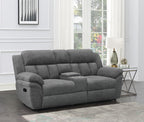 Coaster Bahrain Upholstered Modern Chenille Motion Loveseat Console in Charcoal