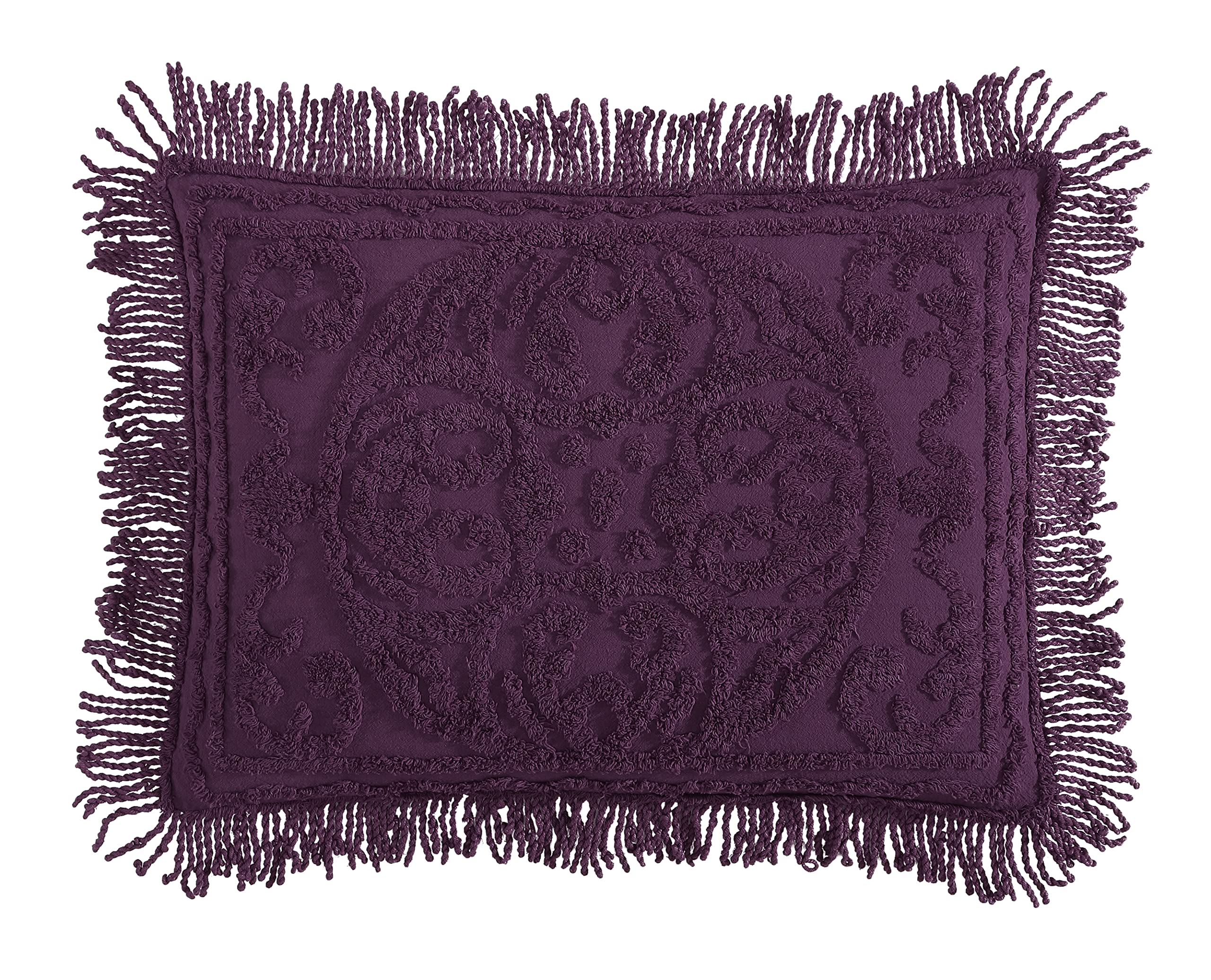 Beatrice Home Fashions Medallion Chenille, Standard Sham, Eggplant