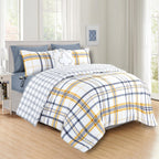 Elegant Comfort 8- Piece Lodge Plaid Reversible Comforter Set Bed-In-A-Bag Set - Silky Soft Complete Set Includes Bed Sheet Set With Double Sided Storage Pockets, Twin/Twin Xl, Gold