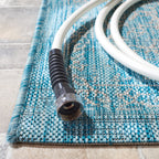 Safavieh Courtyard Collection Accent Rug - 2'3' X 5', Aqua & Grey, Non-Shedding & Easy Care, Indoor/Outdoor & Washable-Ideal For Patio, Backyard, Mudroom (Cy8680-37121)