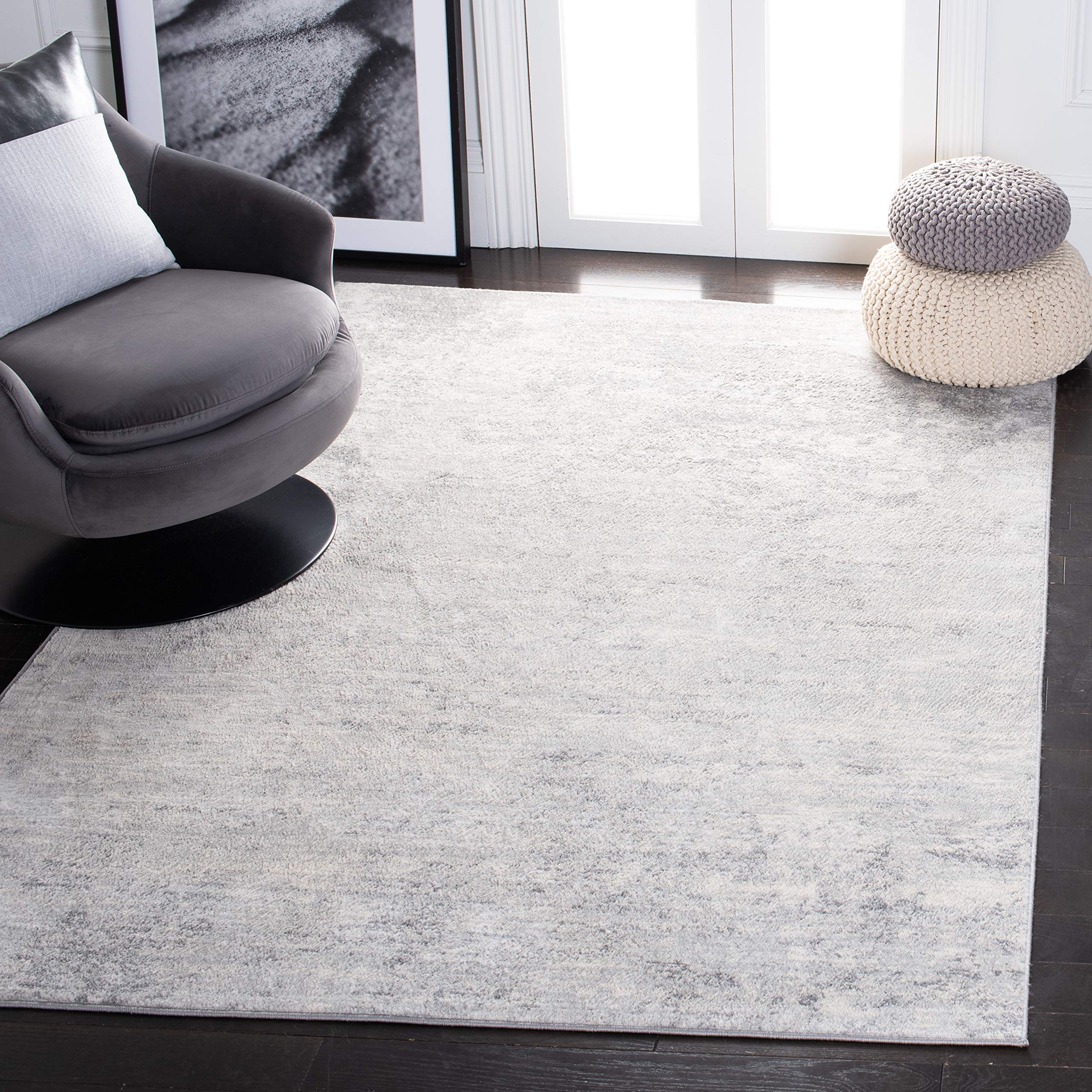SAFAVIEH Brentwood Collection 3 x 5 Ivory/Grey BNT822A Modern Abstract Non-Shedding Living Room Bedroom Accent Rug