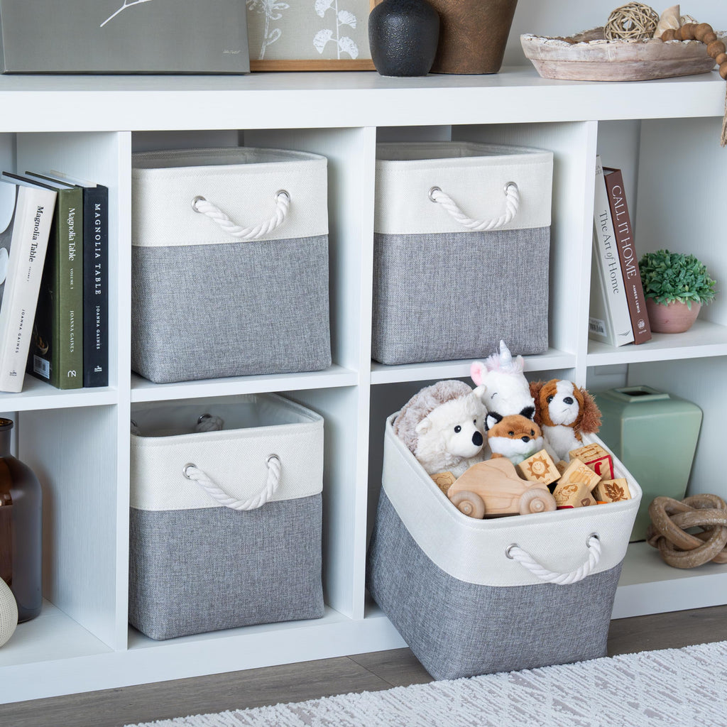 Organihaus 11X11 Cube Storage Bins Set Of 4, Fabric Cube Baskets For Storage Shelves, Foldable Storage Cubes For Kallax Organize