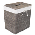 BirdRock Home Rustic Woven Wood Peel Laundry Hamper with Lid | Thin Weave Laundry Basket | Removable Liner | Dirty Clothes Stora
