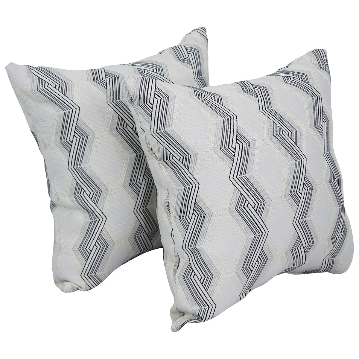 Blazing Needles Square Polyester Jacquard Throw Pillows, 17&quot;, Zae Granit 2 Count