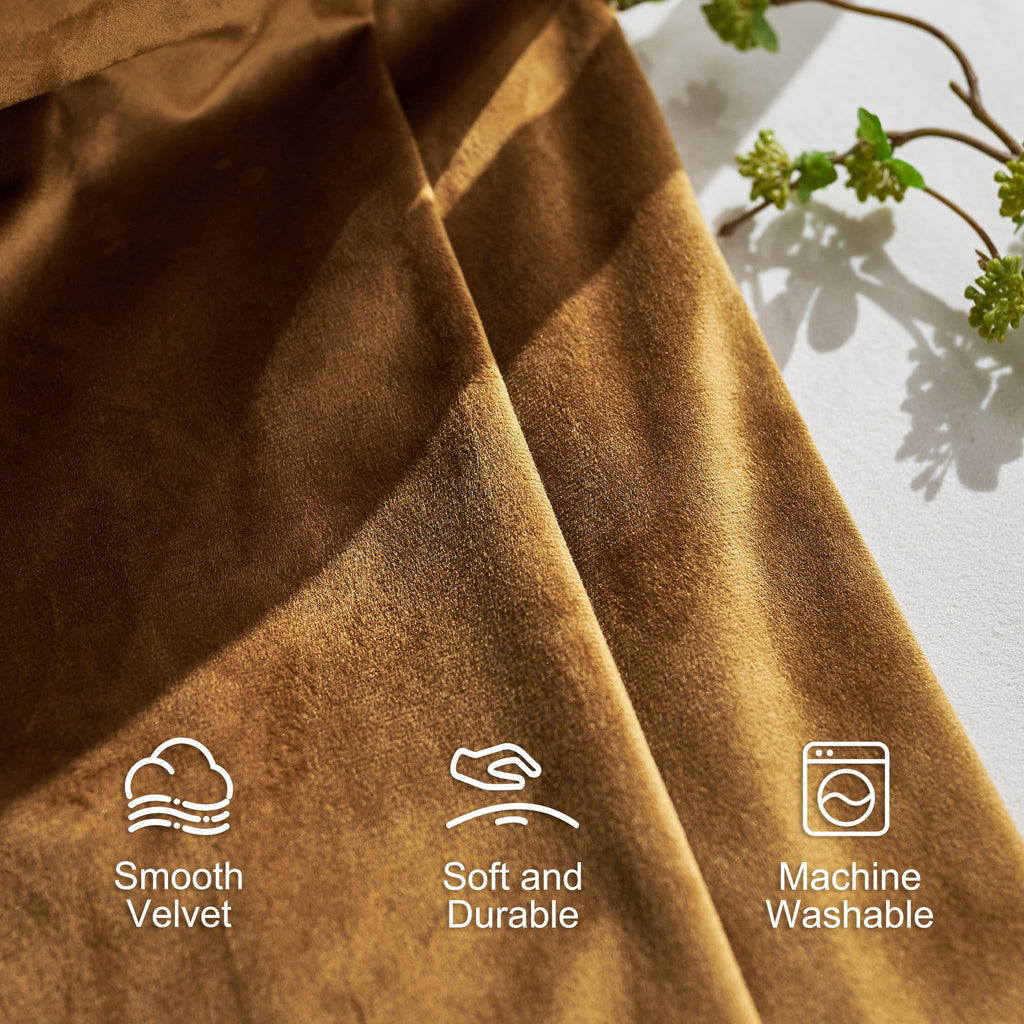 Lazzzy Velvet Glod Brown Curtains 96 Inches Long Thermal Insulated Drapes For Bedroom Living Room Darkening Window Treatments Rod Pocket 2 Panels, W42 X L96