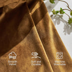 Lazzzy Velvet Curtains Brown Thermal Insulated Drapes For Bedroom Living Room Darkening 102 Inches Long Window Treatments Luxury Rod Pocket 2 Panels Gold Brown