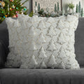4TH Emotion Christmas Tree Decorative Pillow Covers 20x20 Set of 2, White Soft Plush Faux Fur Farmhouse Throw Cushion Cases for 