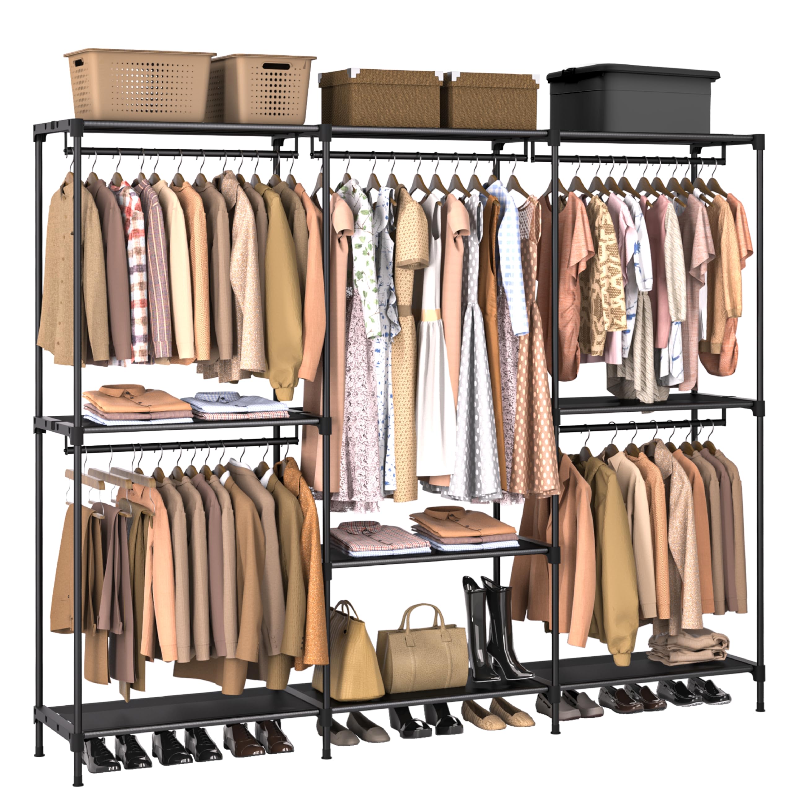 Casamaya Clothes Rack, Portable Closet, 80.7 Inch Extra Large Capacity Wardrobe Closet, Clothes Storage Organizer With Shelves A