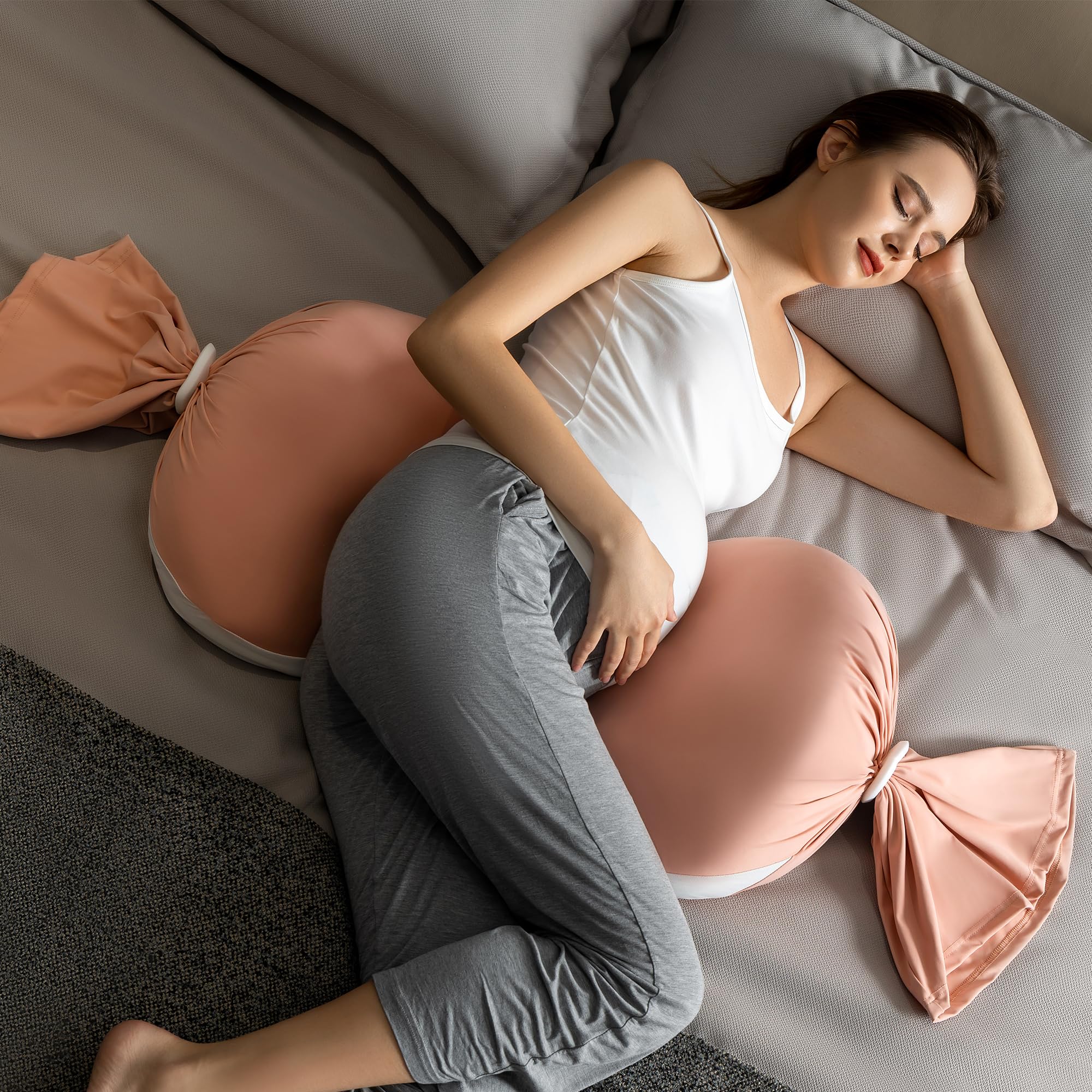 Fogkiss Pregnancy Pillow For Pregnant Women, Soft Maternity Pillow With Adjustable Silicone Buttons, Pregnancy Body Pillow Used