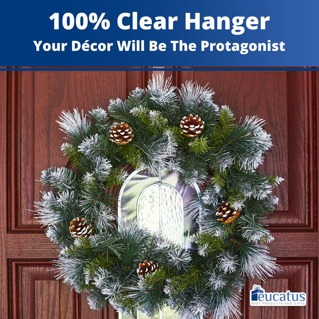 Non Scratch 100% Clear 12In Wreath Hanger 3Pk. Slim Christmas Wreaths Holders For Hanging Fall Halloween Decorations Over Front