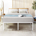 Best Price Mattress 18 Inch Metal Platform Bed Frame, Heavy Duty Steel Slats, White, King