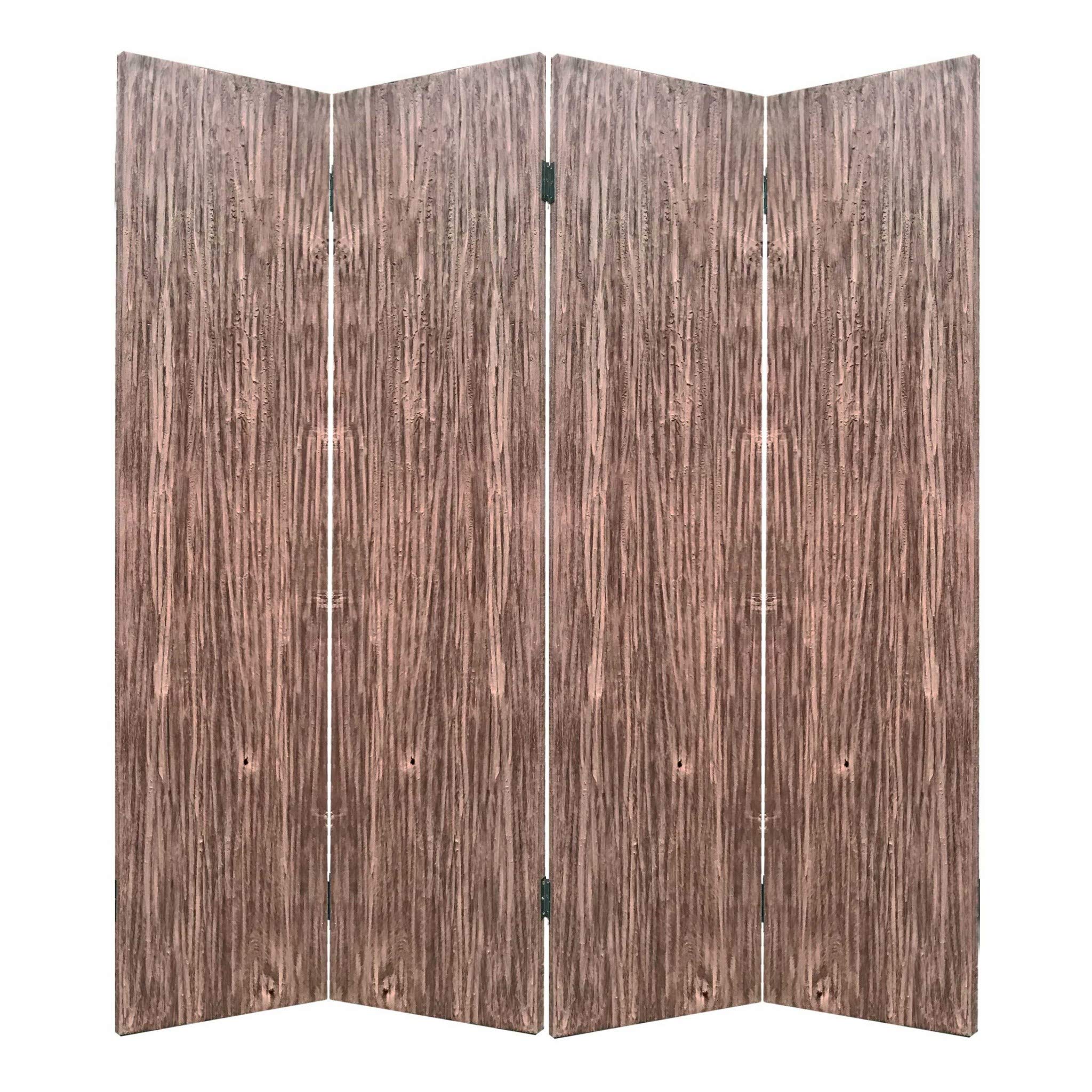 HomeRoots 84 x 2 x 84 Brown 4 Panel Wood Woodland - Screen Room Divider