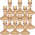 DARJEN Candlestick Holders Set, 12Pcs 4 H Taper Candle Holders Bulk, Glass Candle Holders for Wedding, Festival, Party & Windows