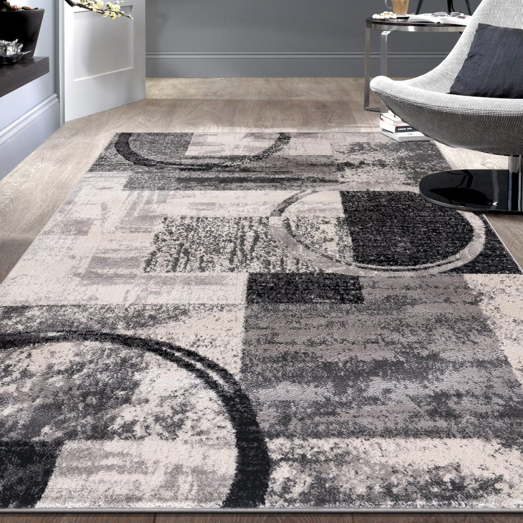 Rugshop Contemporary Abstract Circle Design Soft Area Rug 3'3'' x 5' Cream