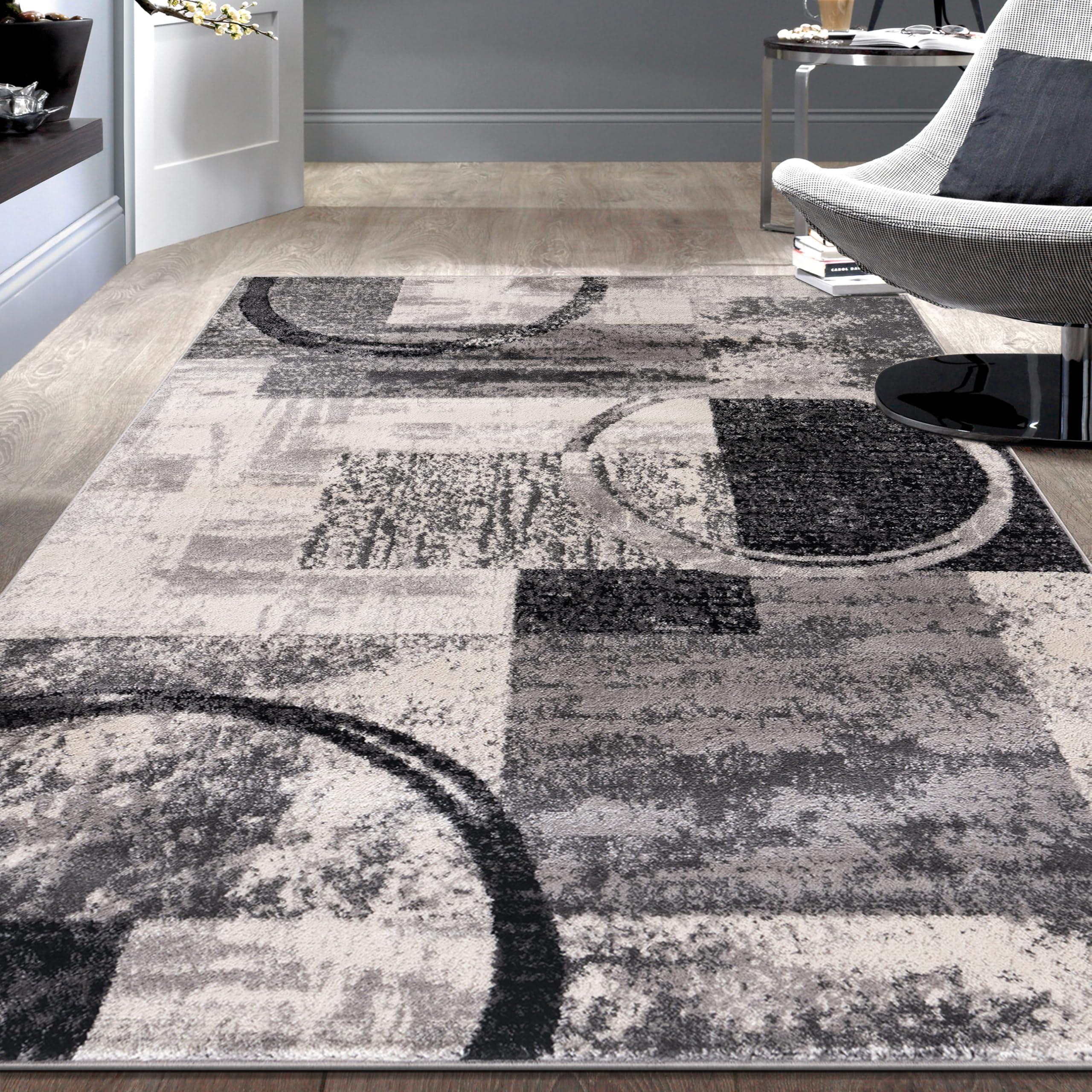 Rugshop Contemporary Abstract Circle Design Soft Area Rug 3'3'' x 5' Cream