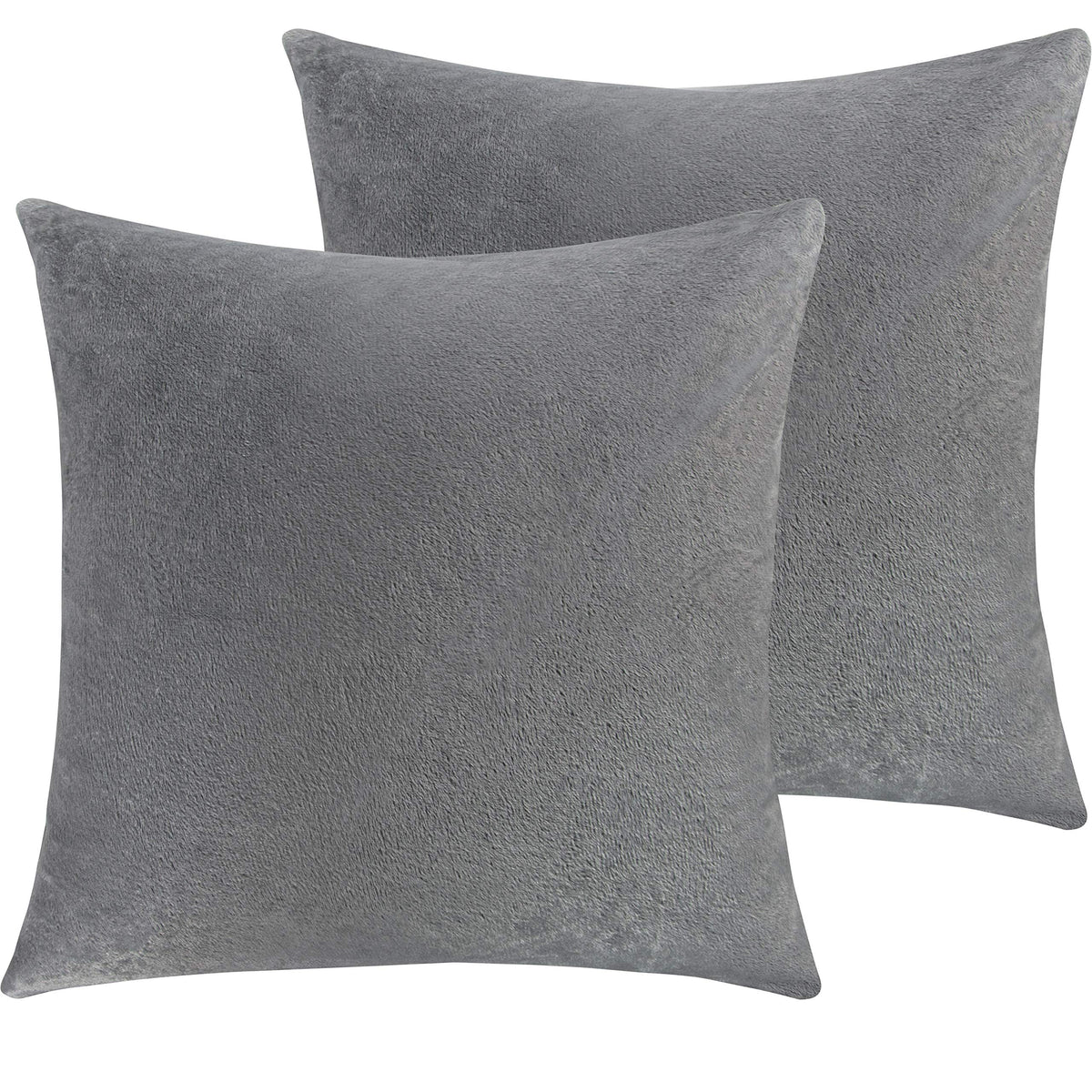 Ntbay Zippered Velvet Square Throw Pillow Covers, 2 Pack Super Soft And Luxury Decorative Cushion Cases, 18X18 Inches, Smoke Gre
