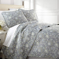 Southshore Fine Living, Inc. Oversized King Quilt, 3-Piece, King Size Blue Quilt Set With 2 Shams, Infinite Blossom Floral Print
