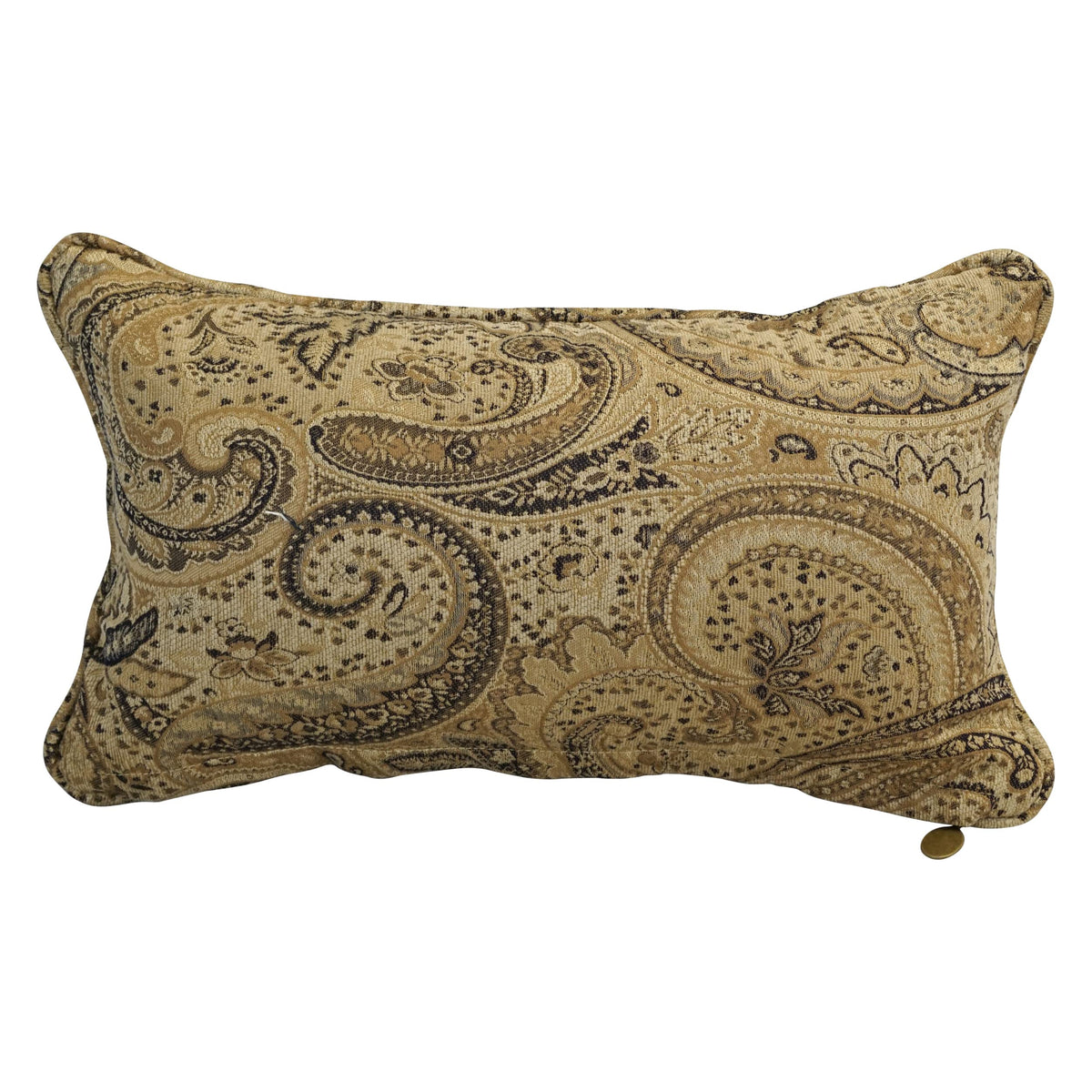 Blazing Needles Corded Rectangular Jacquard Chenille Throw Pillow, 20&quot; x 12&quot;, Tan Paisley