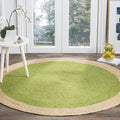 SAFAVIEH Natural Fiber Round Collection 10 Round Green NF801G Handmade Boho Braided Jute Area Rug