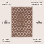 Jonathan Y Smb109B-9R Trebol Moroccan Trellis Textured Weave Indoor/Outdoor Area Rug, Modern, Bohemian, Contemporary For Bedroom, Kitchen, Living Room, Easy-Cleaning, Espresso/Taupe, 9' Round