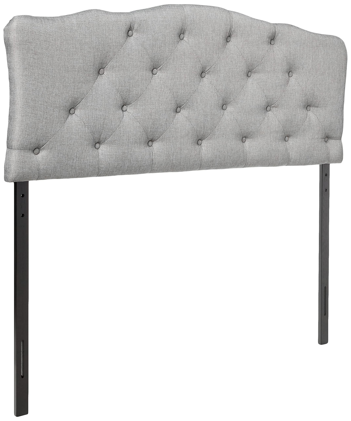 Baxton Studio Rita Modern and Contemporary Queen Size Grey Fabric Upholstered Button-Tufted Scalloped Headboard