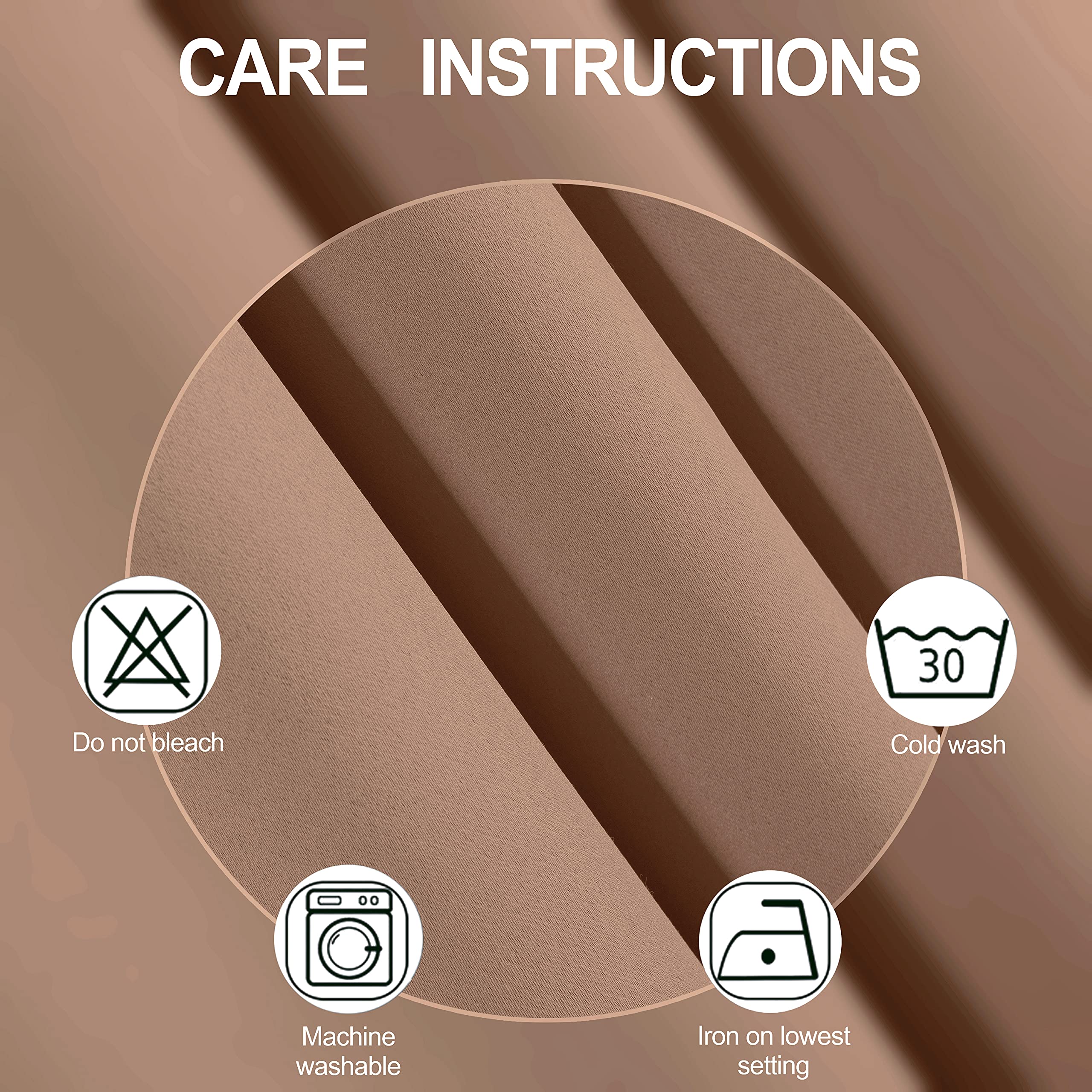 Lemomo 100% Blackout Curtains 52 X 72 Inch/Cappuccino Curtains 2 Panels With Black Lining Room Darkening Thermal Insulated Bedro