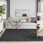 Nourison Versatile Indoor/Outdoor Charcoal/Black 8' X 10' Area Rug, Easy Cleaning, Non Shedding, Bed Room, Living Room, Dining Room, Deck, Backyard, Patio, High Traffic Area (8X10)