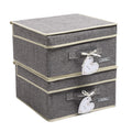 YueYue Cloth Foldable Fabric Bins Box Storage  2 Pack 12.4 X 12 X 6.7 Inch Storage Bins With Lids Organizer Basket Gray  Bins 