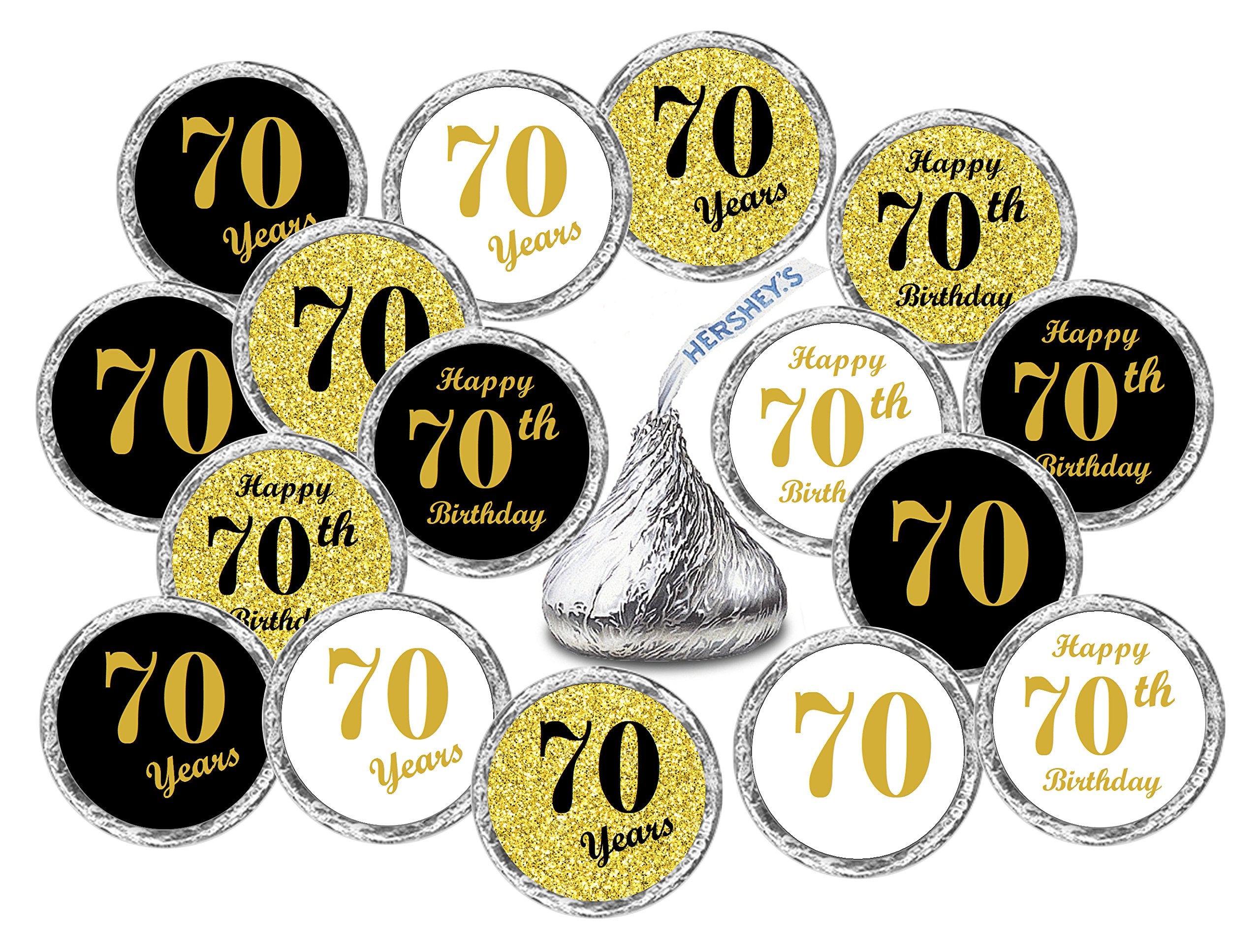 70Th Birthday Kisses Stickers, (Set Of 324) Chocolate Drops Labels Stickers For 70Th Birthday, Party Favors Decor For Kisses. Ma
