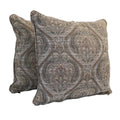 Blazing Needles Corded Square Jacquard Chenille Throw Pillow, 25", Grey Damask 2 Count