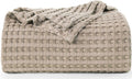 Utopia Bedding Cotton Waffle Blanket 300 Gsm (Khaki - 90X72 Inches) Soft Lightweight Breathable Bed Blanket Twin Size Layering A