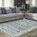 Blue Distressed Carpet Multi Rug Kitchen Living Room Bedroom Dining Room,6x9 Cover Print,Vintage Design Flower Area Rug