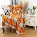 Quinnsus Orange Buffalo Plaid Throw Blanket For Couch, Soft Lightweight Fall Farmhouse Thanksgiving Throw Blankets Checkered Bla